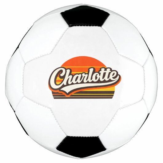 Charlotte Retro Sunset Personalized Name Design Fußball (Vorderseite)