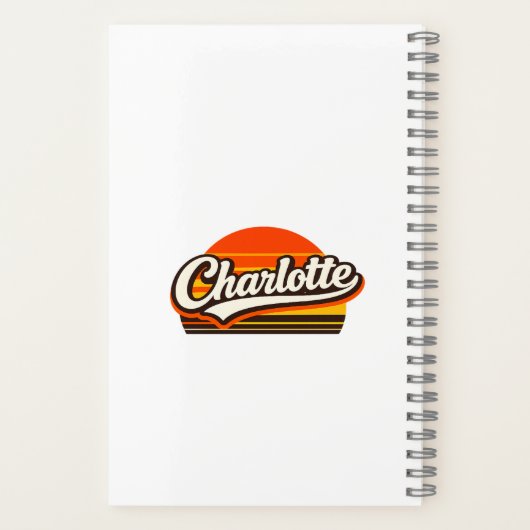 Charlotte Retro Sunset Personalized Name Design Notizblock (Rückseite)