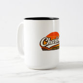 Charlotte Retro Sunset Personalized Name Design Zweifarbige Tasse (Vorderseite Links)