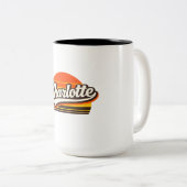 Charlotte Retro Sunset Personalized Name Design Zweifarbige Tasse (VorderseiteRechts)