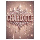 🌸Charlotte Rose Gold Glitter Name Notizen🌸 Klemmbrett (Rückseite)
