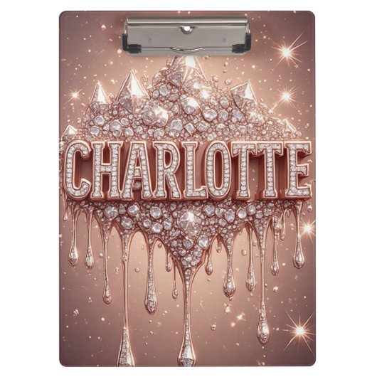 🌸Charlotte Rose Gold Glitter Name Notizen🌸 Klemmbrett (Vorderseite)