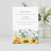 Charlotte Rustic Sonnenblumen Hochzeitsempfang Begleitkarte (Stehend Vorderseite)