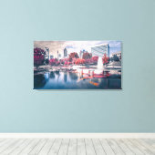 Charlotte Skyline bei Sonnenuntergang Leinwanddruck (Insitu (Holzboden))