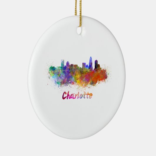Charlotte skyline im Watercolor Keramik Ornament (Rechts)