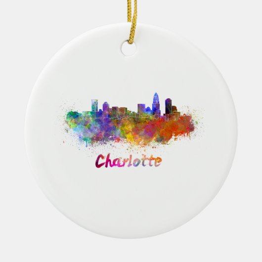 Charlotte skyline im Watercolor Keramik Ornament (Vorne)