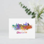 Charlotte skyline im Watercolor Postkarte (Stehend Vorderseite)