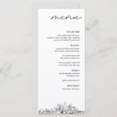Charlotte Skyline Modern Wedding Dinner Menu Menükarte (Vorne/Hinten)