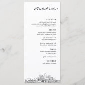 Charlotte Skyline Modern Wedding Dinner Menu Menükarte (Vorderseite)