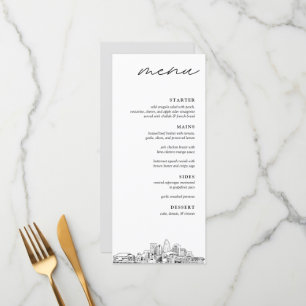 Charlotte Skyline Modern Wedding Dinner Menu Menükarte