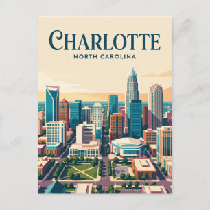 Charlotte Skyline North Carolina Postkarte