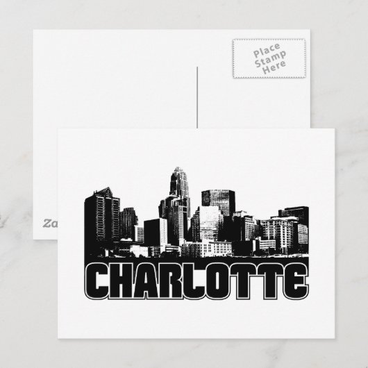 Charlotte Skyline Postkarte (Vorne/Hinten)