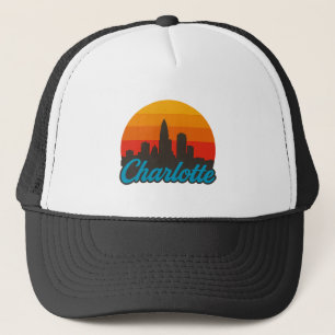 Charlotte Skyline Retro Sunset - Königin City Vint Truckerkappe