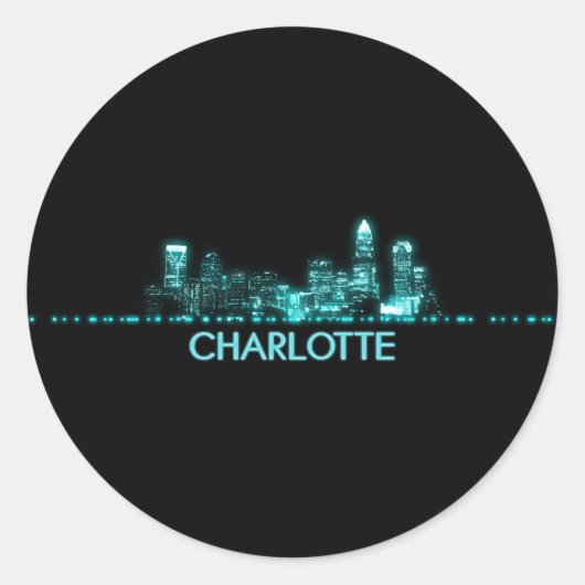 Charlotte Skyline Runder Aufkleber (Vorderseite)