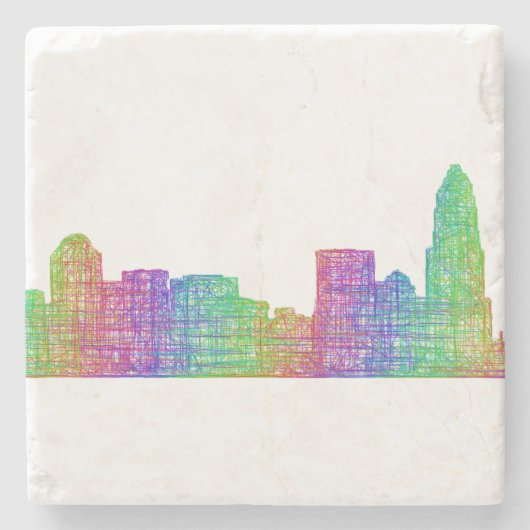 Charlotte-Skyline Steinuntersetzer (Vorderseite)