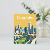 Charlotte Skyline USA Postkarte (Stehend Vorderseite)