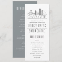Charlotte stilisierte Skyline | Hochzeitsprogramm