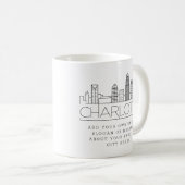 Charlotte Stylized Skyline | Benutzerdefinierter S Kaffeetasse (VorderseiteRechts)