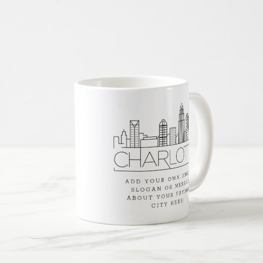 Charlotte Stylized Skyline | Benutzerdefinierter S Kaffeetasse (VorderseiteRechts)