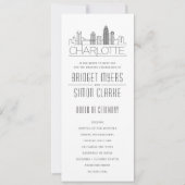 Charlotte Stylized Skyline | Hochzeitsprogramm Einladung (Vorderseite)