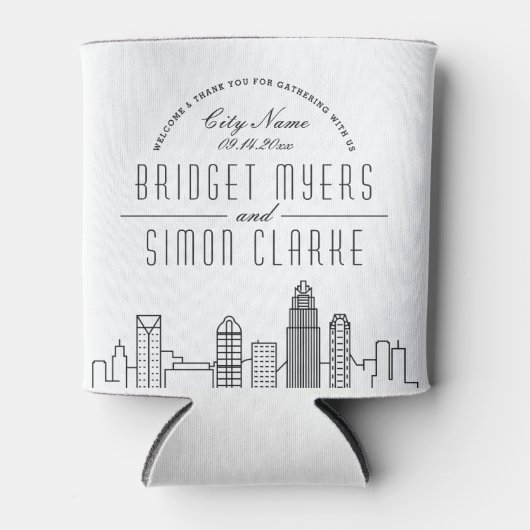 Charlotte Stylized Skyline | Wedding Can Cooler Dosenkühler (Vorderseite)