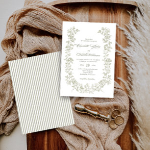 CHARLOTTE Vintage Sage Grün Waldhochzeit Einladung