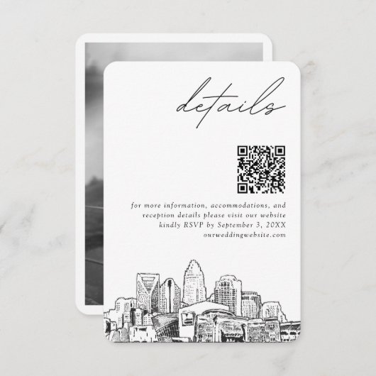 Charlotte Wedding Modern Details QR Code Klein Begleitkarte (Vorne/Hinten)