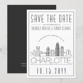 Charlotte Wedding | Stilisierte Skyline Save the D Einladung