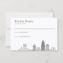 Charlotte Wedding | Stilisierte Skyline-UAWG RSVP Karte
