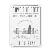 Charlotte Wedding Stylized Skyline Save the Date Magnet (Vertikal)