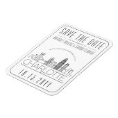 Charlotte Wedding Stylized Skyline Save the Date Magnet (Linke Seite)