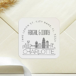 Charlotte Wedding | Voradressierter Umschlag Aufkl Quadratischer Aufkleber