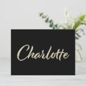 Charlotte white gold Handwriting Karte (Stehend Vorderseite)