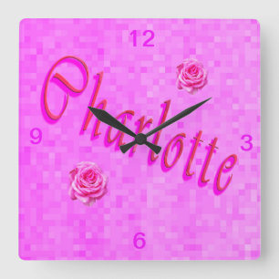 Charlottenname-Logo Quadratische Wanduhr