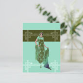 CHARLOTTE'S SHAWL, Mode in Minze und Olive in den  Postkarte (Stehend Vorderseite)