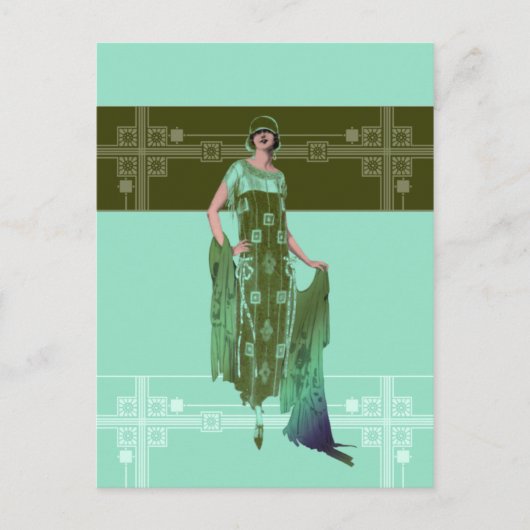 CHARLOTTE'S SHAWL, Mode in Minze und Olive in den  Postkarte (Vorderseite)