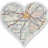 Charlottesville Vintage Karte Aufkleber (Vorderseite)