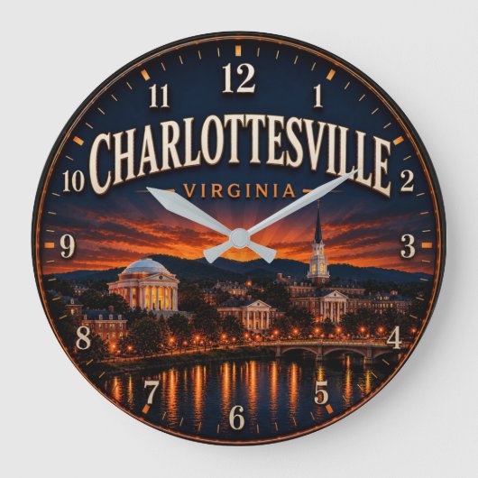Charlottesville Virginia Große Wanduhr (Vorderseite)