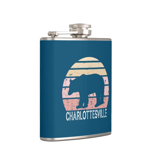 Charlottesville Virginia Retro Bear Flachmann (Rechts)
