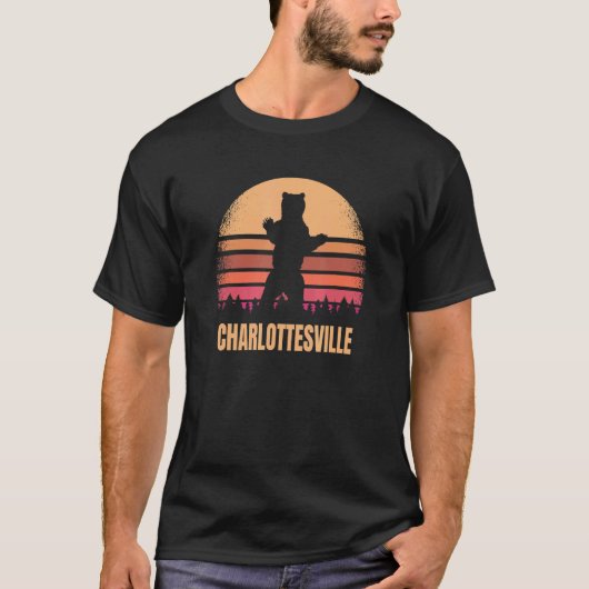 Charlottesville Virginia Vintager Bär Va Distresse T-Shirt (Vorderseite)