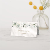 Charm Airy Greenery Marble Tischnummer Platzkarte (Rückseite)