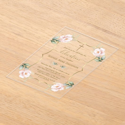 Charm Airy Greenery Pink Girl Blumendedication Acryleinladungen (Ablage )