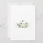Charm Airy Greenery White Blume Gold Wedding Einladung (Rückseite)