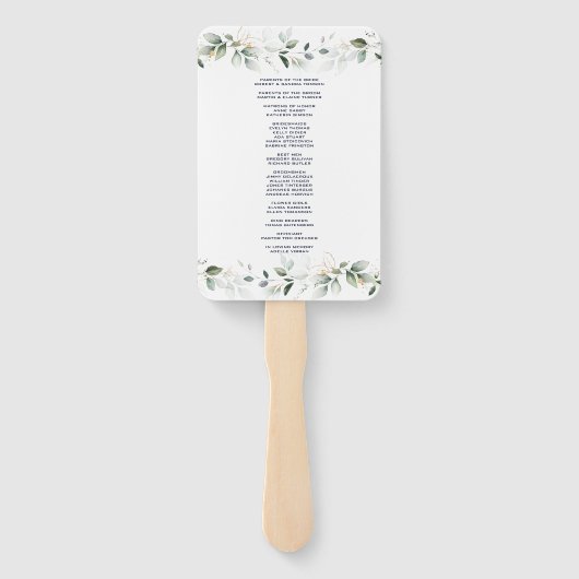 Charm Airy Watercolor Grüne Hochzeitsprogramm Fächer (Rückseite)