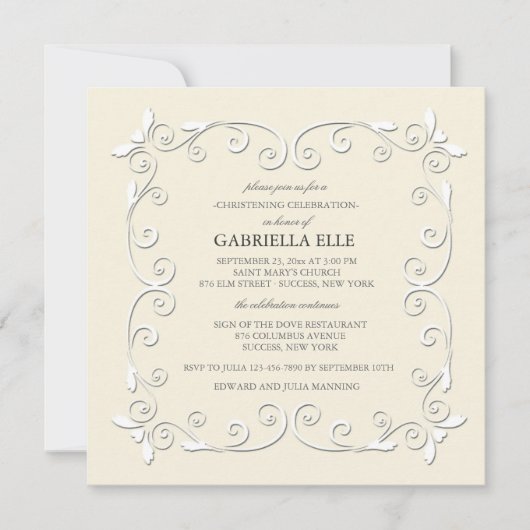 Charm and Grace Christening Einladung (Vorderseite)