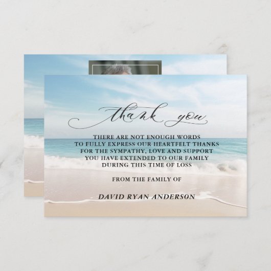 Charm Beach Ocean View Foto in Love Memory Dankeskarte (Vorne/Hinten)