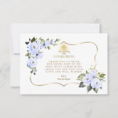 Charm Blue Floral Gold Cross Boy Heilige Kommune Dankeskarte (Vorderseite)