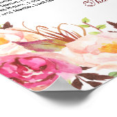 Charm Blush Blume Antlers Wedding Seating Chart Poster (Ecke)