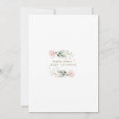 Charm Blush Blume Gold Blätter Baby in Bloom Einladung (Rückseite)
