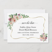 Charm Blush Champagne Blume Kalligrafie Hochzeit Save The Date (Vorderseite)